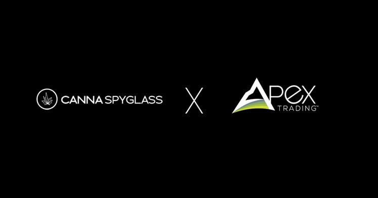 Two logos for companies including: CannaSpyglass, and Apex Trading. CannaSpyglass is a leading cannabis data analytics provider for the cannabis industry.