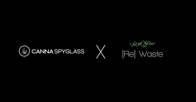 Three logos for various companies including: CannaSpyglass, X, and [Re] Waste. CannaSpyglass is a leading cannabis data analytics platform for the cannabis industry.