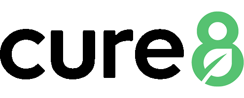 Cure8 company logo, a user of CannaSpyglass's cannabis data analytics services.