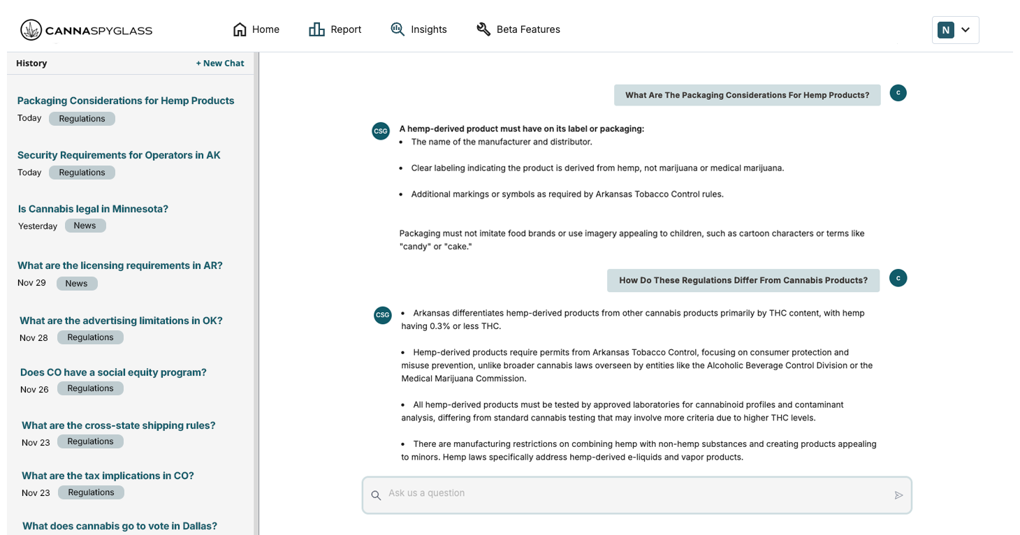 Image of CannaSpyglass AI chat features for legislators